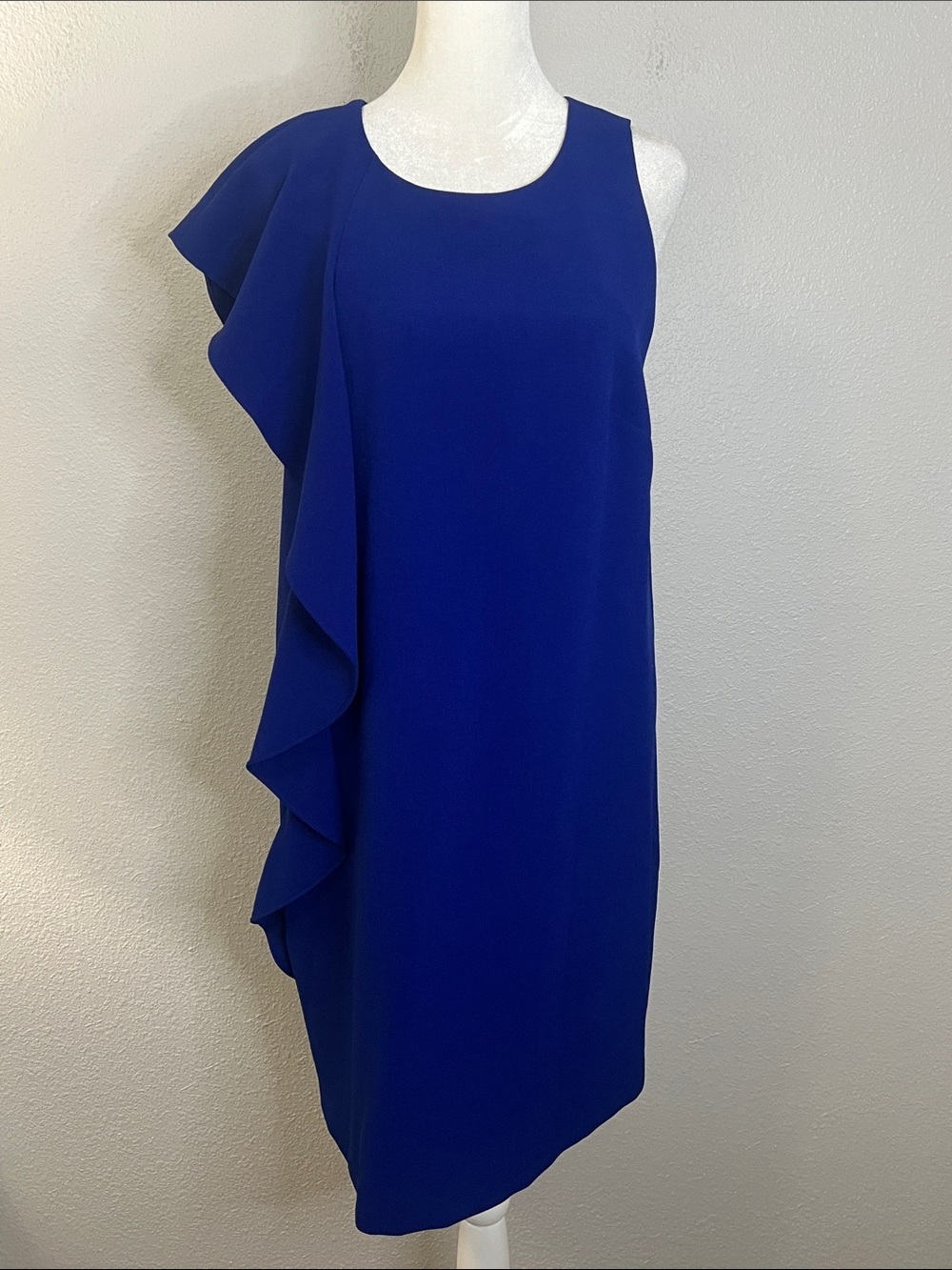 Chelsea28 Sleeveless Ruffle Mini Sheath Dress Blue Size 10